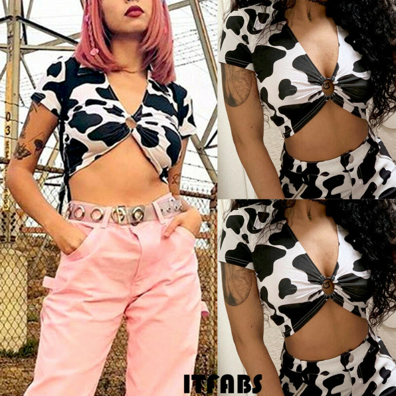 2020 New Hot Sale Women Turn-down Deep V-neck Low-cut Casual Tops Short Sleeve Cow Pattern Top Party T-shirt, As picture
2020 New Hot Sale Women Turn-down Deep V-neck Low-cut Casual Tops Short Sleeve Cow Pattern Top Party T-shirt, As picture