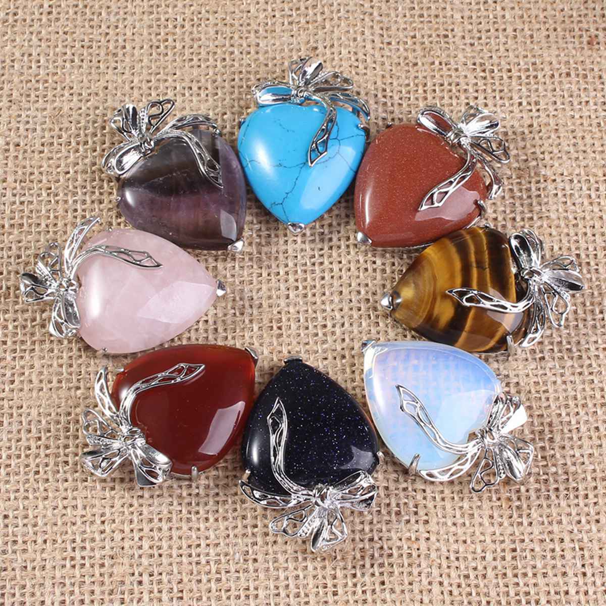 Heart-shaped pendant female charm crystal natural stone necklace earrings jewelry making