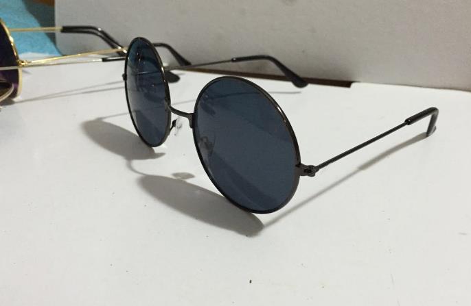 Children Gothic Sunglasses kids Round Mirrored Lens Gold Metal Frame Glasses Girl Boy Sunblock colorful