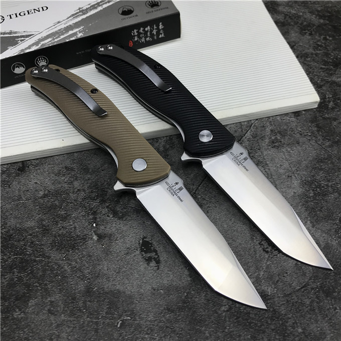 Jefrey Collins Handle 2 Colors Flipper Folding Knife 440C Satin Blade Fiber Nylon + Stainless Steel Sheets Handles Ball Bearing Knives +