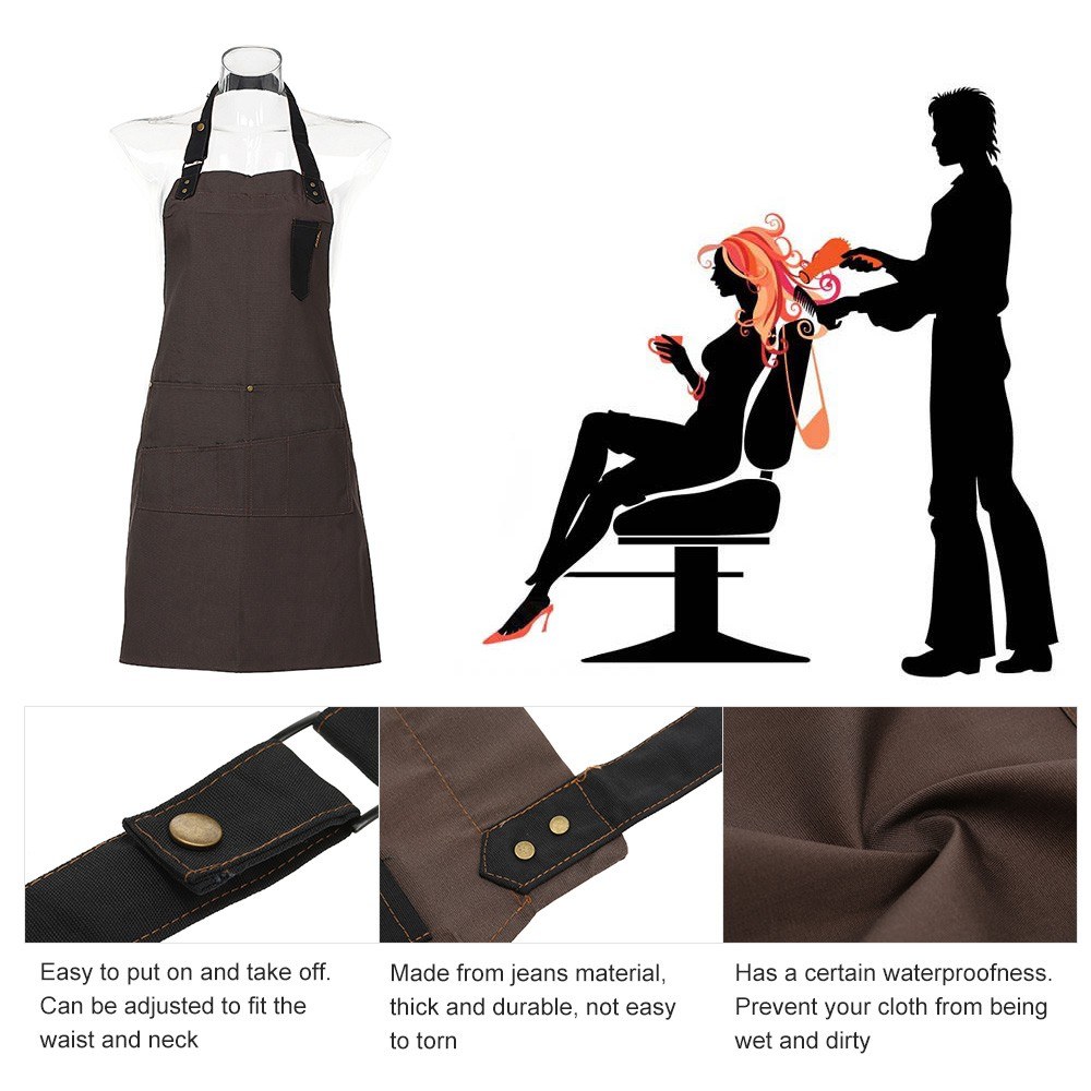 Hair Cut Hairdressing Cape Jean Apron Salon Hairdresser Barber Gown Cutting Dyeing Perming Capes Hair Cloth with Pockets