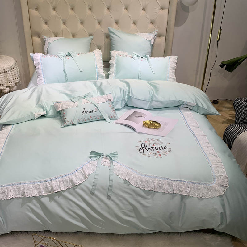 Concise Lace Bedding Set 4-6pcs Princess 100%Cotton Quilt Cover Lovely Girl Gift Pink Green Colorful Bedding Article Fashionable, Pink - 4pcs
Concise Lace Bedding Set 4-6pcs Princess 100%Cotton Quilt Cover Lovely Girl Gift Pink Green Colorful Bedding Article Fashionable, Pink - 4pcs