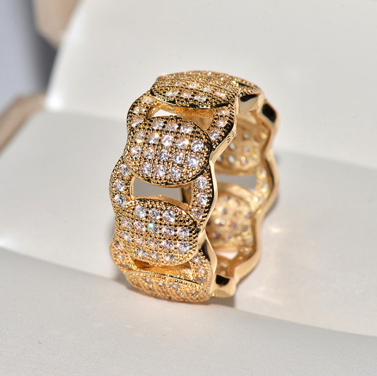 2019 New Arrival Top Selling Super Deal Vintage Fashion Jewelry 925 Sterling Silver Pave 5A Cubic Zirconia Wave Wedding Band Ring for Men