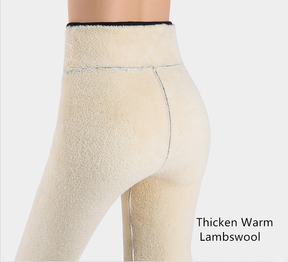 Russian Winter Thicken Velvet Leggings Women Lambswool Cashmere Warm Workout Leggings High Waist Winter Pants Leggings Plus Size CJ191206