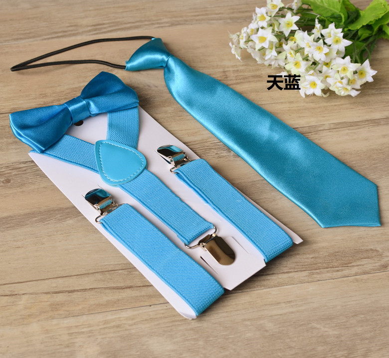 17 Colors Children Suspenders 3pcs/Set Kids Student Braces Bow Tie Set Bowtie Toddler Solid Color Cloth Set For Boys Girls M1241