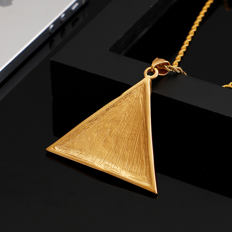 New Men Egyptian Pyramids Cross Pendants Necklace 316L Stainless Steel 18K Gold Plated Rhinestone Setting Jewelry