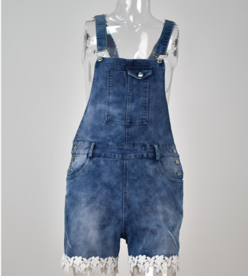hot sale New Women Slim Denim Overalls Jeans Pants lace embroidered decorative strap jeans Jumpsuit Rompers Trousers