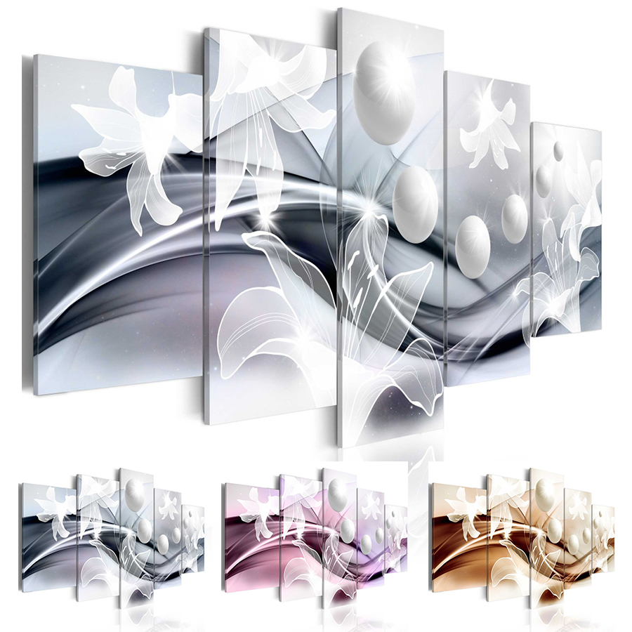 ( No Frame ) Canvas Print Modern Abstract Floral Flower Lily Painting Home Decoration, Choose Color & Size