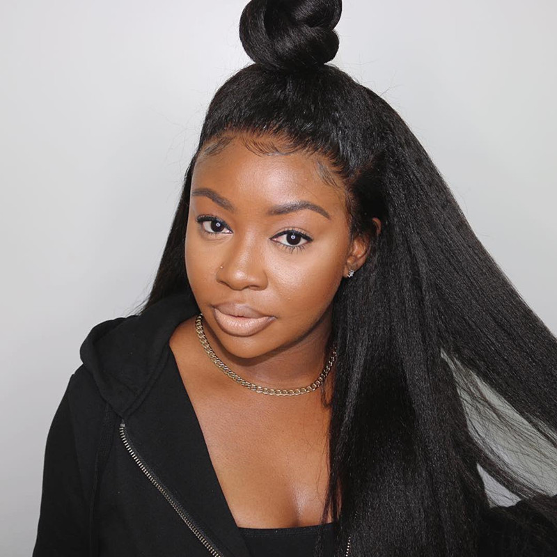 Italian Yaki brazilian full Lace Front Wigs For Women black/brown /blonde Kinky Straight synthetic Wig heat resistant With Baby Hair