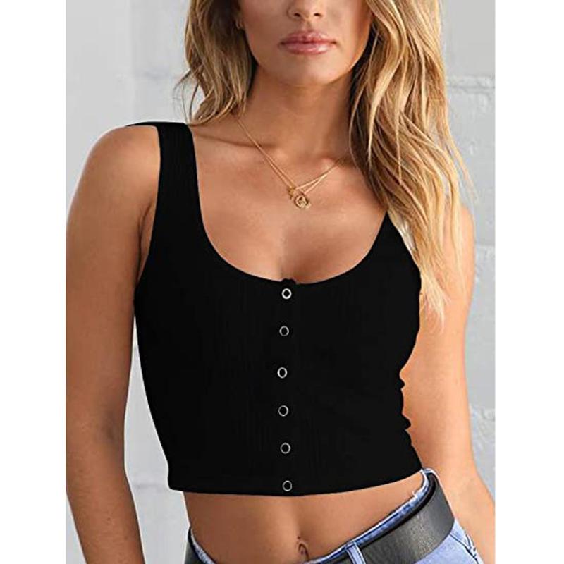 Summer Women's Bodysuit Tank Top Ribbed Gym Fitness Sports Short Crop Tops Plus Size Solid Color Button Ladies Camis Vest, Black
Summer Women's Bodysuit Tank Top Ribbed Gym Fitness Sports Short Crop Tops Plus Size Solid Color Button Ladies Camis Vest, Black