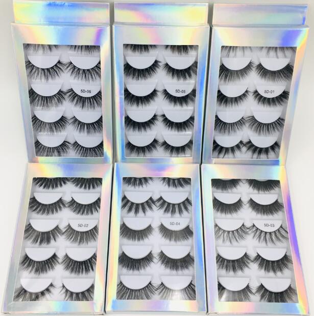 Laser Packaging 5 Pairs mink lashes set handmade reusable false eyelashes makeup accessories thick natural long 6 models available DHL Free