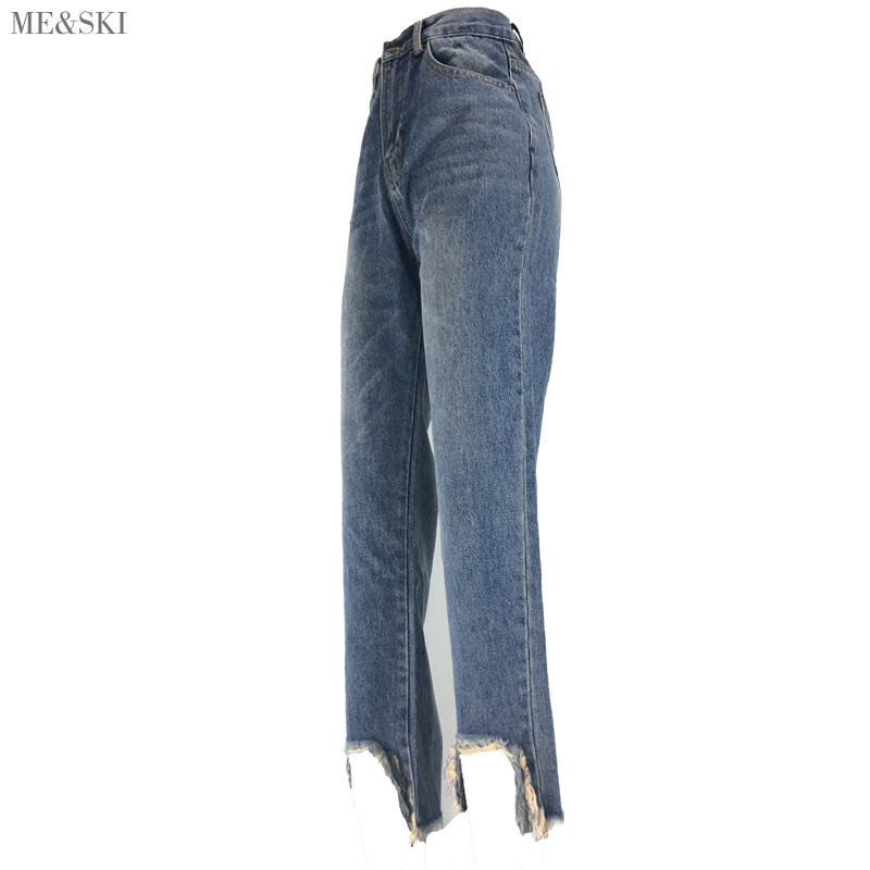 ME&SKI Jeans Women Mujer Loose Full Length High Waist Elastic Denim Pants Fashion Mom Jean Femm Zipper Retro Stretchy Blue