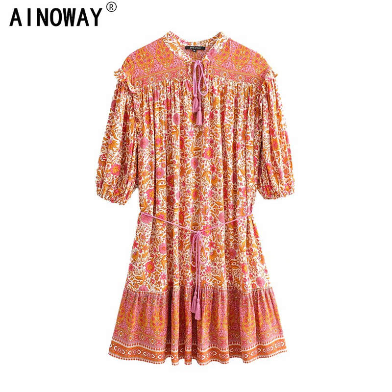 Vintage chic women Drawstring floral print beach Bohemian loose mini dress Ladies v-neck half sleeve tassel Boho dress vestidos, Pink
Vintage chic women Drawstring floral print beach Bohemian loose mini dress Ladies v-neck half sleeve tassel Boho dress vestidos, Pink