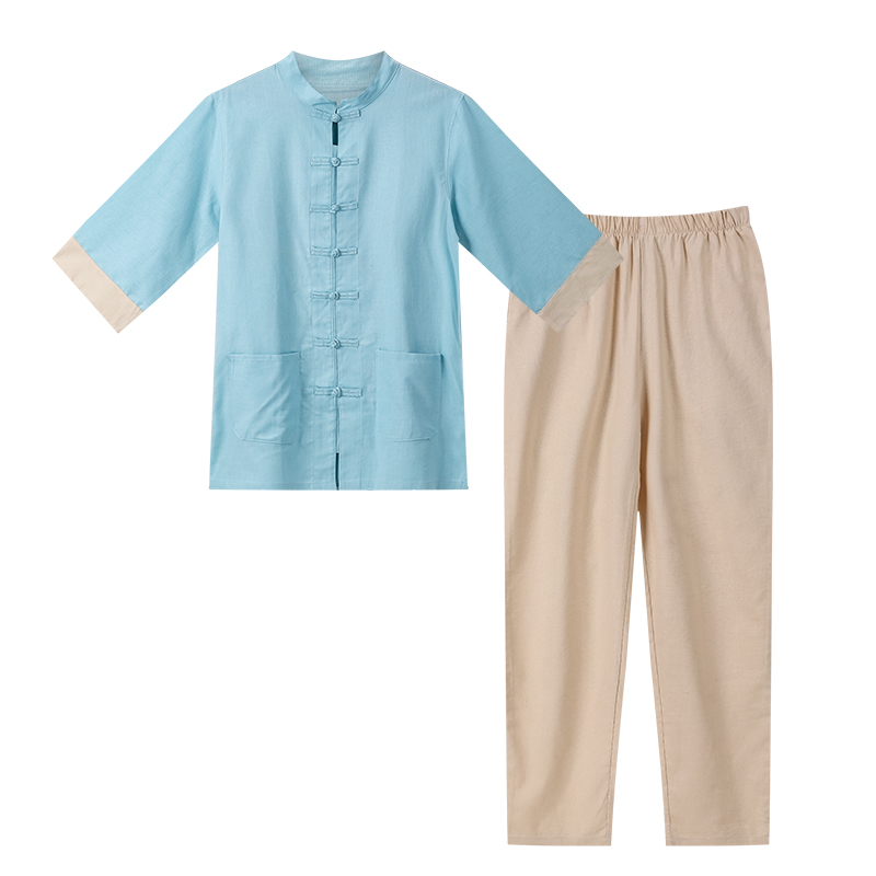 White Blue Yellow Yoga Suits Jacket + pants Unisex Cotton Linen Clothes Summer Kungfu Clothing Wushu Taiji Flax Half Sleeve Tracksuits