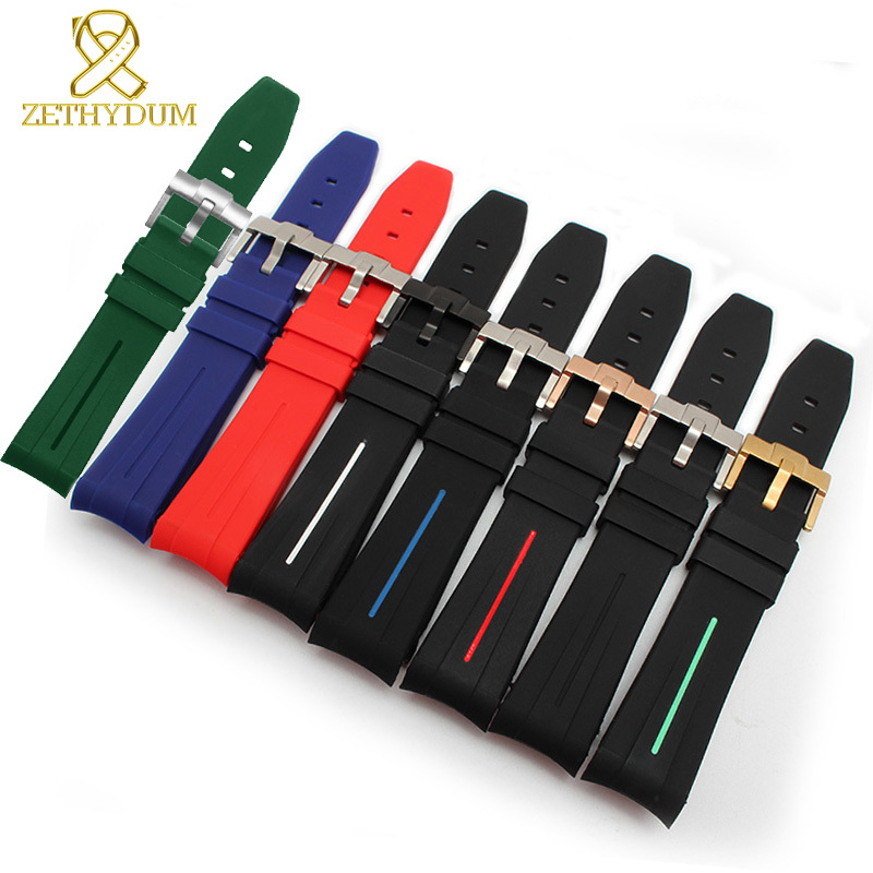 Watch Bands Silicone Rubber bracelet 20mm 21mm watchband sport watch strap curved end wristband waterproof accessories belt green watch band