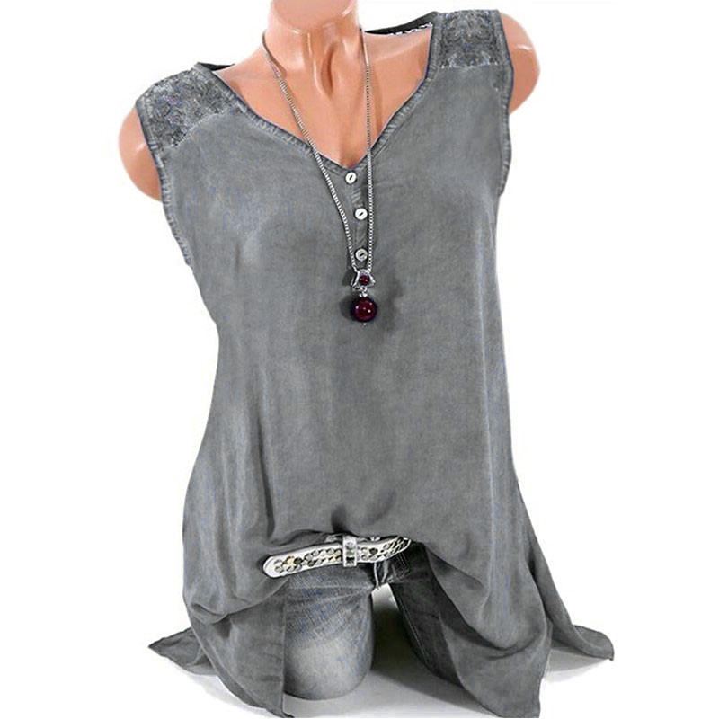 Spot 2021 European spring and summer fashion casual street hooded V-neck sleeveless lace vest support mixed batch