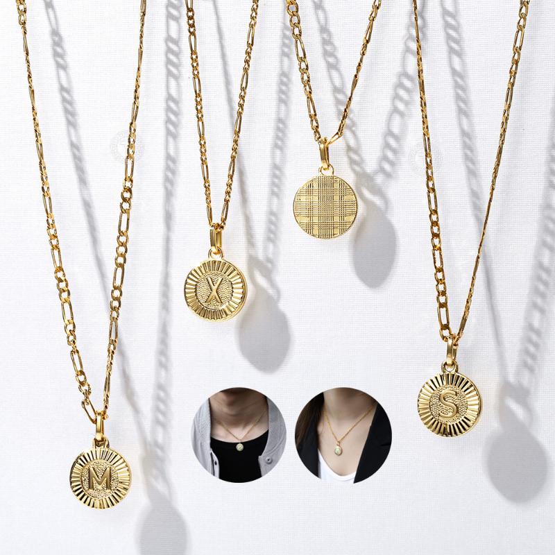 Womens Gold Color Round Pendant Necklace Stainless Steel Necklace Figaro Link Chain Letter for Women New LGP418FA
Womens Gold Color Round Pendant Necklace Stainless Steel Necklace Figaro Link Chain Letter for Women New LGP418FA