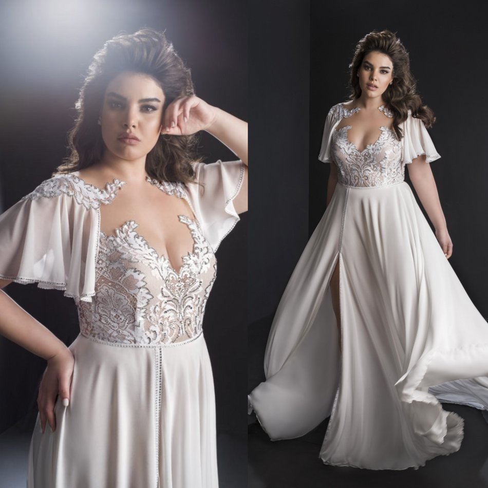 A Line Wedding Dress Capped Side Split Beads Appliques Chiffon Plus Size Wedding Dresses Sweep Train Boho Bridal Gowns, Ivory
A Line Wedding Dress Capped Side Split Beads Appliques Chiffon Plus Size Wedding Dresses Sweep Train Boho Bridal Gowns, Ivory