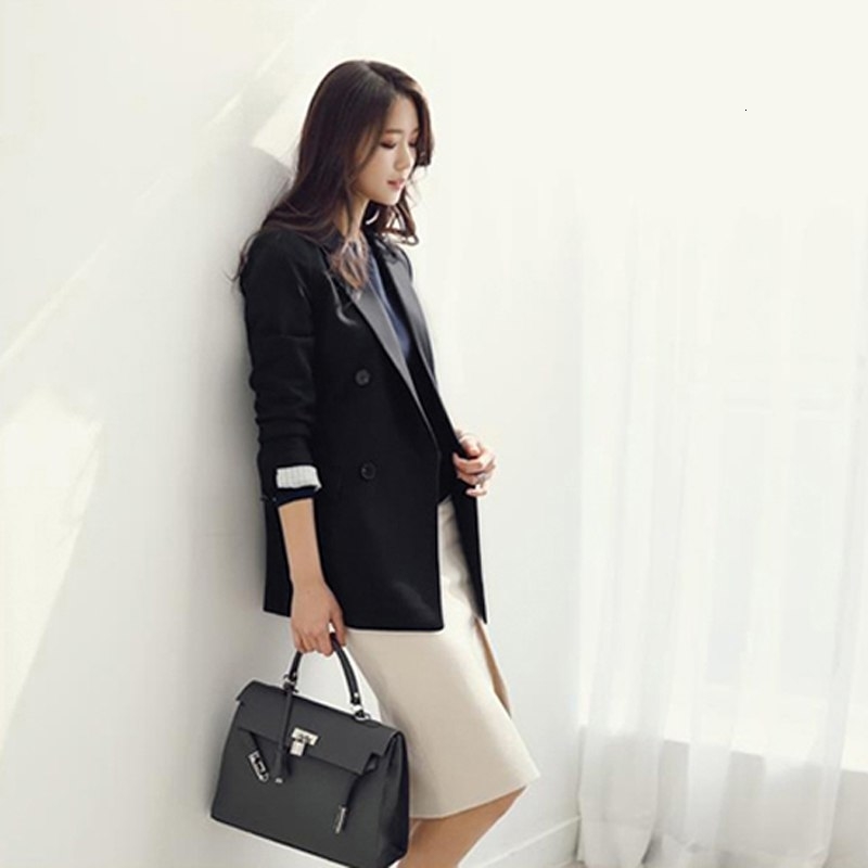 Fashion Notched Collar Double Breasted Women Jacket Blazer Female Casual Suit Coat Autumn Outerwear Coat Soft High quality LY191122