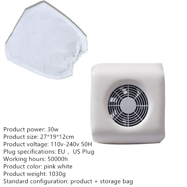 Pro Nail Dust Suction Dust Collector Fan Vacuum Cleaner Manicure Machine Tools Dust Collecting Bag Nail Art Manicure Salon Tools