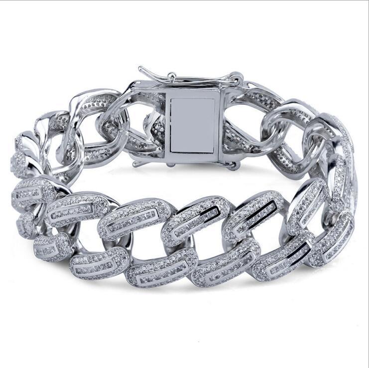 7" 8" Mens Jewlery Men Boy Gift Iced Miami Cuban Link Chain Gold Silver Color Micro Pave Cz Zircoonia Bling Bracelet C19021601