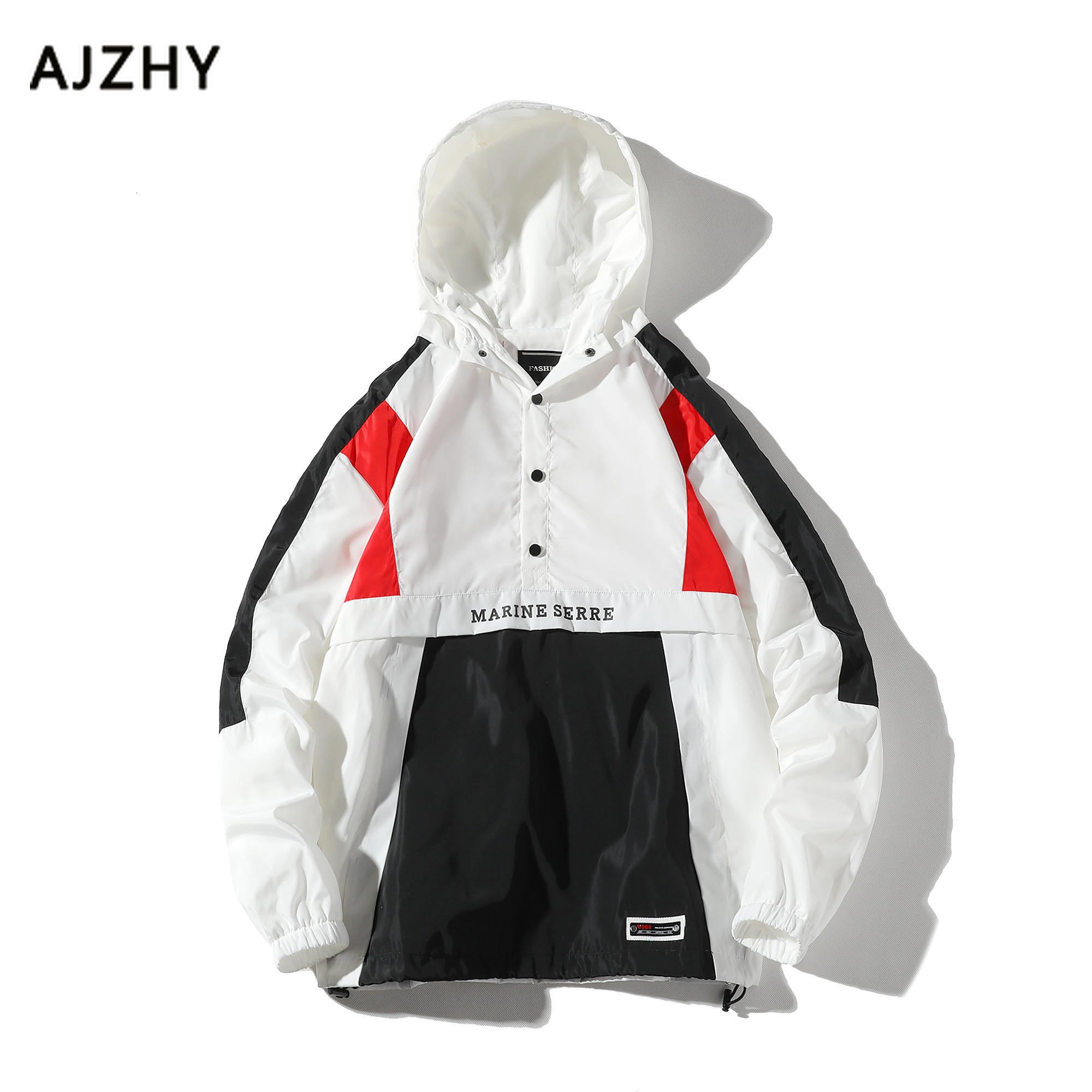 Hooded Jackets Men Windbreaker Color Block Patchwork 2019 Autumn Pullover Tracksuit Hip Hop Streetwear Zip Up Track Jacket Coat T190910