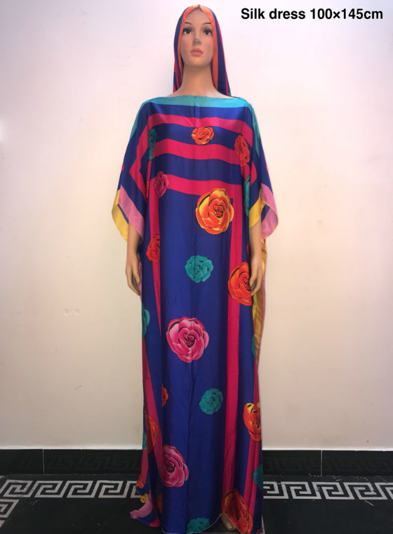 Ethnic Clothing Sweet European Printed Silk Younger Girls Dress 2021 Fashion Turkey Style Women Long African For