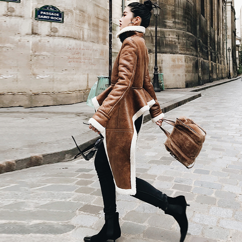 New ARRIVAL Irregular Leather Jacket Plus Size Winter Long Faux Fur Coat Women Korean Fashion Clothing