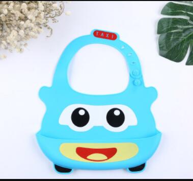 Waterproof Bibs Food Grade Silicone Baby Bibs Easy to Clean Feeding Bib Comfortable Soft Adjustable Baby Bibs cartoon Car Design Bib