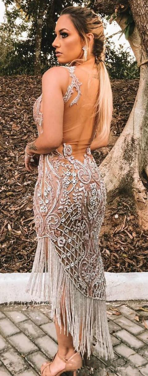 arabic luxurious lace mermaid prom dresses backless beaded crystals evening gowns high low formal party second gowns