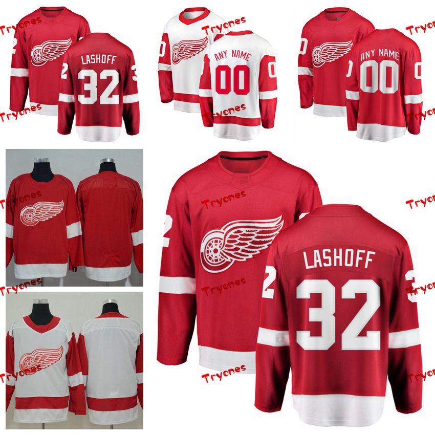2019 Detroit Red Wings Brian Lashoff Stitched Jerseys Customize Home Red Shirts #32 Brian Lashoff Hockey Jerseys S-XXXL-image
