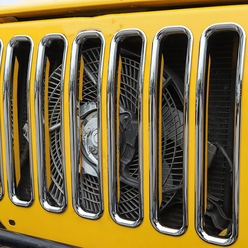 Chrome ABS Front Grille Inserts Trim Front Grill Slots For Jeep Wrangler TJ 1997-2006 Second Generati