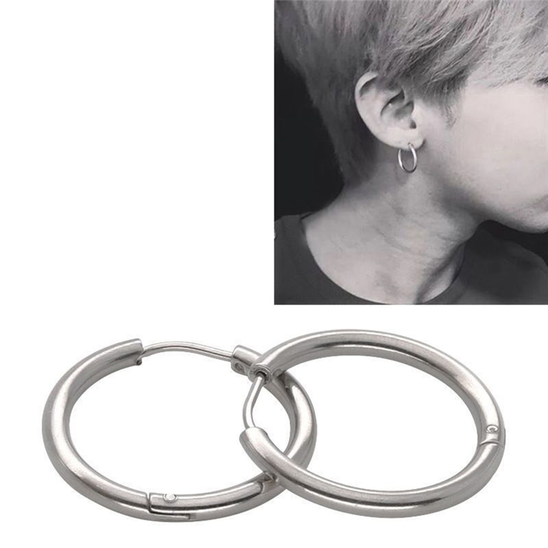 PINKSEE 1 Pair Stainless Steel Simple Round Stud Earring For Man Unisex 3 Colors Ear Piercing Jewelry Gifts