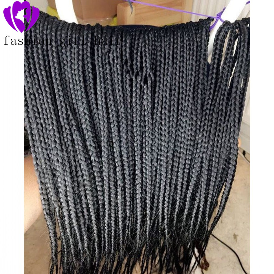 Synthetic Lace Front Box Braids Wigs Black Heat Resistant Crochet Braiding Hair for Women Party Long cosplay Wig