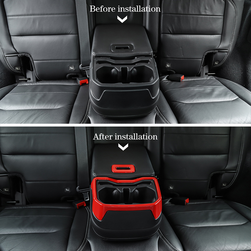 Red ABS Water Cup Holder Cover Rear Seat Armrest Trim For Jeep Wrangler JL 2018+ Auto Interior Accessories