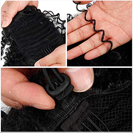 Full and sleek deep wave ponytail hairstyle natural blow out Elegant low drawstring ponytail extension 140g