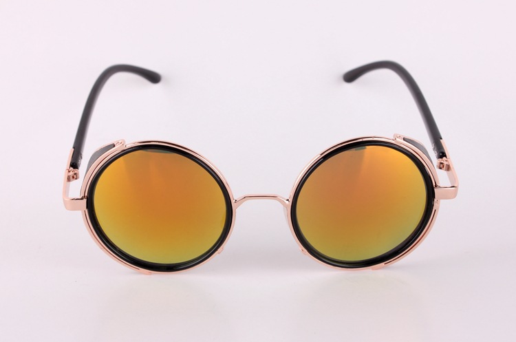 Gothic Steampunk Round Metal Sunglasses for Men Women Mirrored Circle Sun glasses Retro Vintage