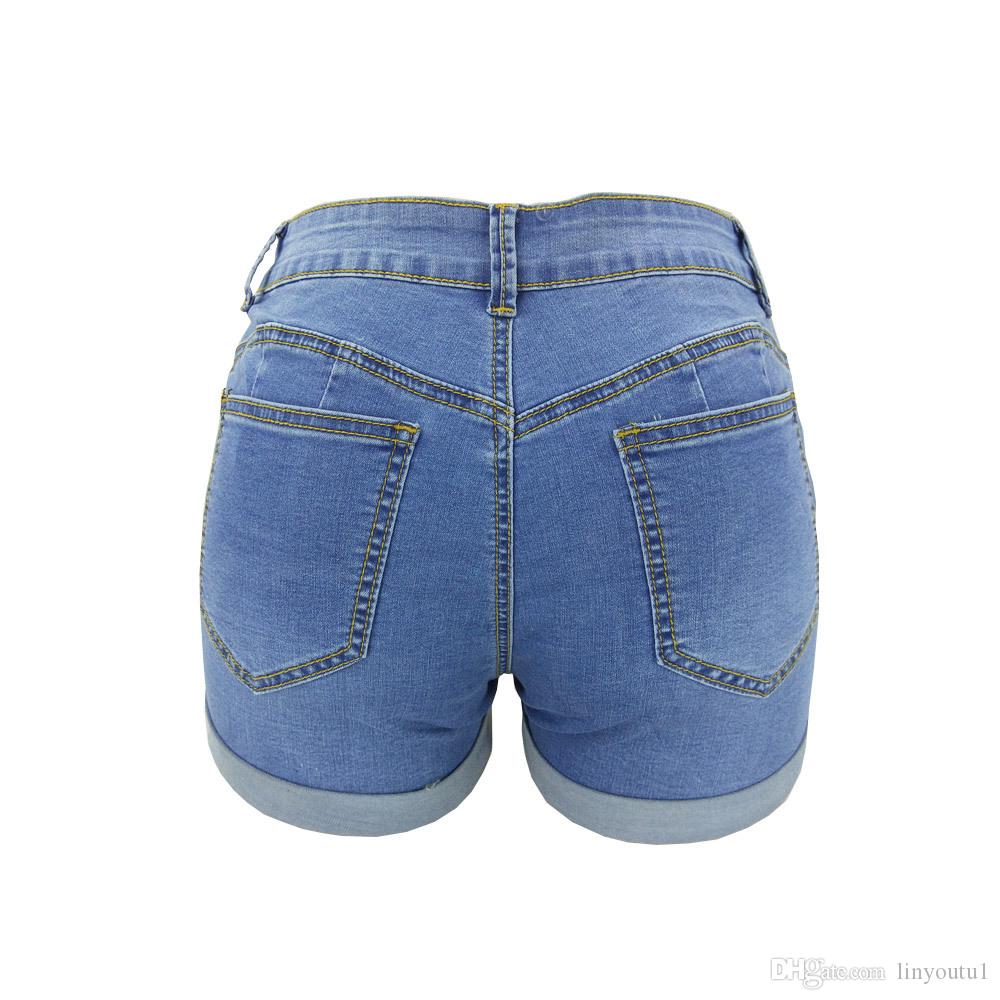 2020 Summer High Waisted Denim Shorts Jeans Women Short Femme Push Up Skinny Slim Denim Shorts