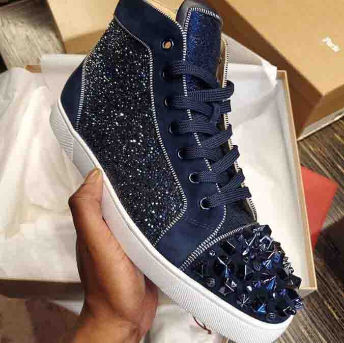 Luxury design sneaker men casual shoes spike shoes orlato men red bottom piks sneaker Blue Strass Pik Sneakers rivets toe high tops trainers rhinestone lace up, 13
Luxury design sneaker men casual shoes spike shoes orlato men red bottom piks sneaker Blue Strass Pik Sneakers rivets toe high tops trainers rhinestone lace up, 13