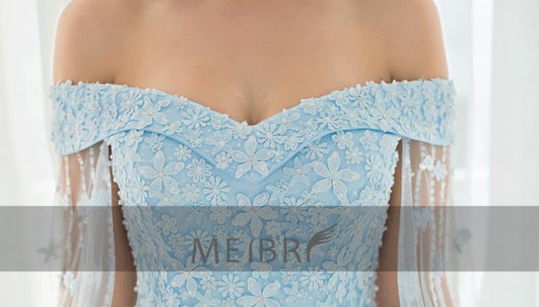 3D Floral Beaded A Line Blue Off Shoulder Wedding Dresses with Wraps 2019 Plus Size Bridal Gowns Lace Up Vintage Ball Gown Long Formal Gowns