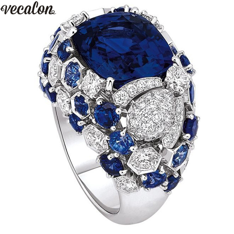 Vecalon Luxury ring 925 Sterling Silver Blue 5A Cz Engagement wedding band rings For women Flower Party Finger Jewelry
Vecalon Luxury ring 925 Sterling Silver Blue 5A Cz Engagement wedding band rings For women Flower Party Finger Jewelry
