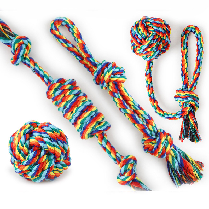 Dog rainbow cotton rope ball toy four-piece pet toy set colorful rope knot pet toy Chews
Dog rainbow cotton rope ball toy four-piece pet toy set colorful rope knot pet toy Chews