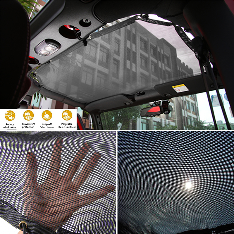 Black Car Roof Mesh UV Protection SunShade Top Cover For Jeep Wrangler JK 2007-2017 Auto Exterior Accessories (USA Flag)