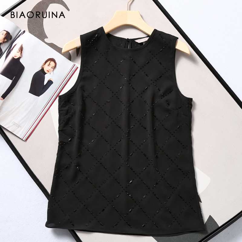 BIAORUINA Women's Black Simple Elegant Sleeveless Rhinestone Round Neck Straight Top Female Summer Retro Tank Top High Quality, As pic
BIAORUINA Women's Black Simple Elegant Sleeveless Rhinestone Round Neck Straight Top Female Summer Retro Tank Top High Quality, As pic