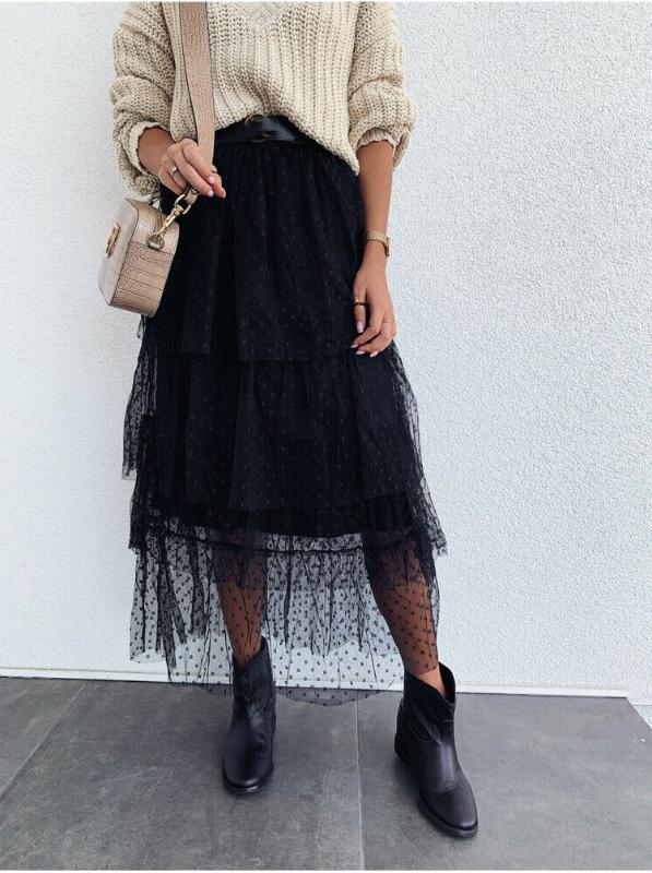 Women' Fashion Girl High Waist Tutu Long Skirt Club Prom Party Party Tulle Polka Dot Layered Skirt Elegant Ladies Streetwear, Black 
Women' Fashion Girl High Waist Tutu Long Skirt Club Prom Party Party Tulle Polka Dot Layered Skirt Elegant Ladies Streetwear, Black