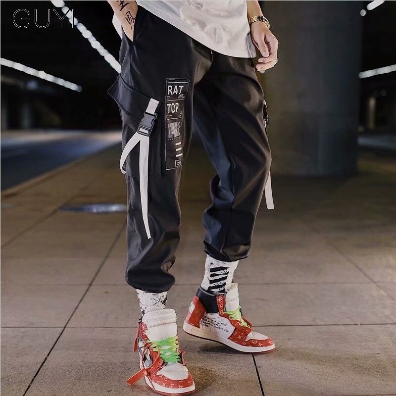 Black Hip Hop Joggers Men Letter Cargo Pants Ribbons Male Drawstring Track Trousers Runners Sweatpants Streetwear Casual Pants, White pants
Black Hip Hop Joggers Men Letter Cargo Pants Ribbons Male Drawstring Track Trousers Runners Sweatpants Streetwear Casual Pants, White pants