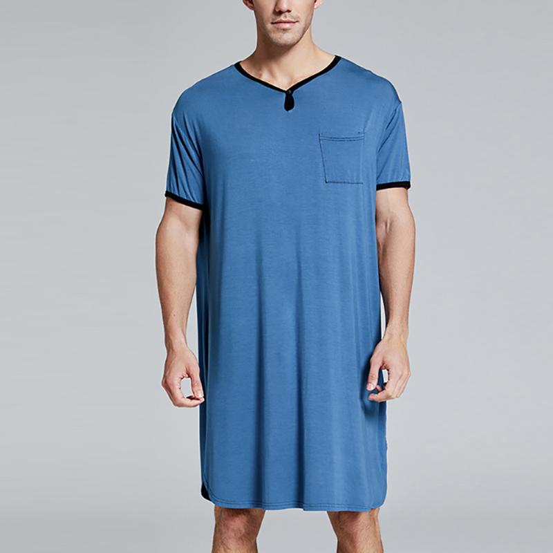 Men's Casual Loose Short Sleeve Comfy Nightshirt Sleep Robe T-Shirt Sleepwear Solid Color Comfortable Home Service, Blue
Men's Casual Loose Short Sleeve Comfy Nightshirt Sleep Robe T-Shirt Sleepwear Solid Color Comfortable Home Service, Blue