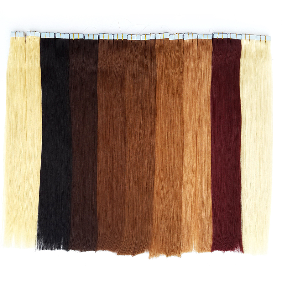 Remy Tape In Extensions Human Hair Full Cuticle Seamless Straight Tape Hair Extensions Human Hair 100g 40Pcs/Pac Medium Brown