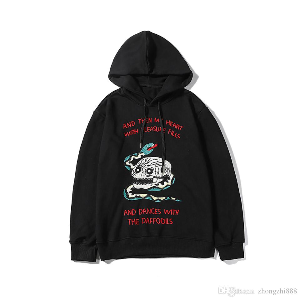 19SS Men Designer Hoodies Luxury street hip hop high quality hooded sweater skull green snake embroidery fashion brand sports sweater, Black
19SS Men Designer Hoodies Luxury street hip hop high quality hooded sweater skull green snake embroidery fashion brand sports sweater, Black