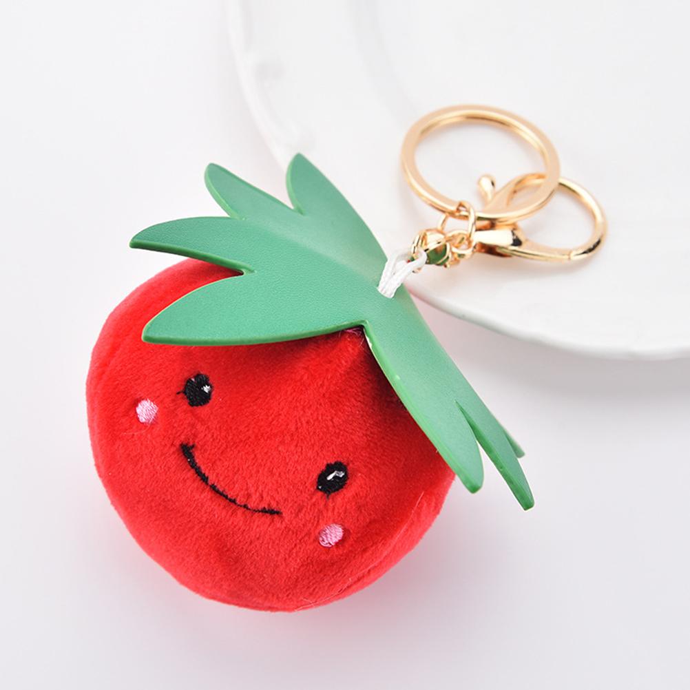 7pcs Plush Key Chains Fashion Fruits Alloy Car Decorations Key Rings Hanging Pendants for Souvenir Purse Plush Key Chains